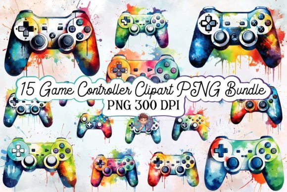 15 Game Controller Clipart PNG Bundle