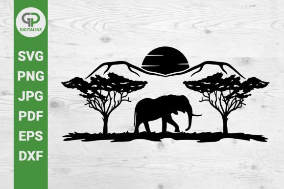 Desert Elephant and Sunset in Africa SVG: A Timeless Symbol for Modern Creative Projects