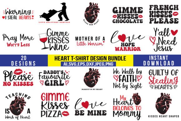 Heart T-Shirt Design Bundle
